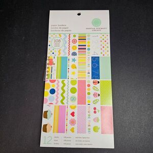New Martha Stewart Create Borders Paper Pad Scrapbooking 12" Buttons Trains